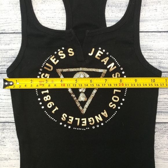 Guess TANK TOP sequin + metallic logo black/gold - Picture 4 of 7